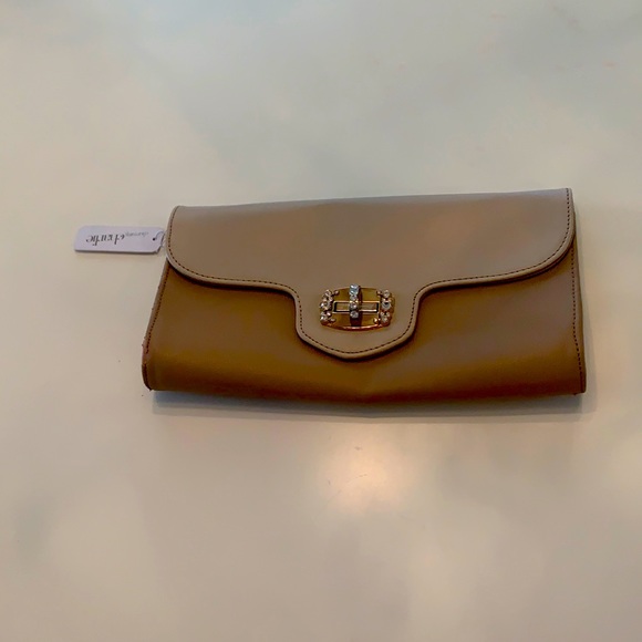 Charming Charlie 2 tone clutch . Crystals on gold metal closure . NWT - Picture 3 of 9